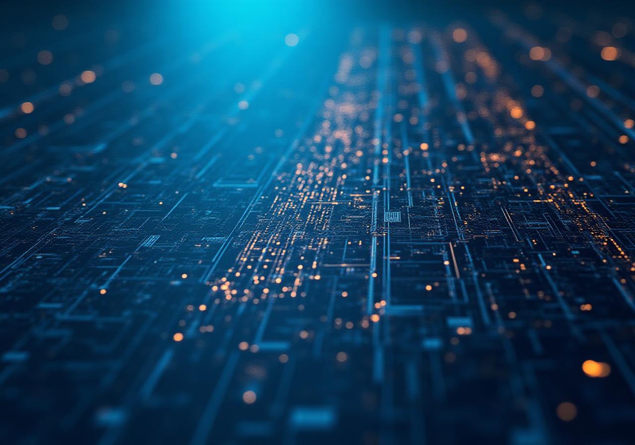 Abstract visualization of secure digital infrastructure and data protection